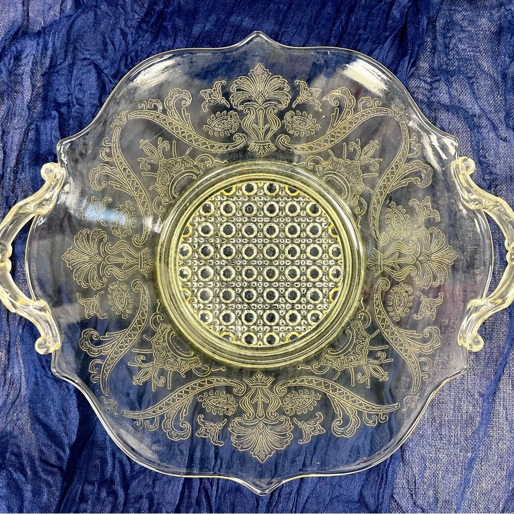Pressed Glass Serving Bowl with Handles